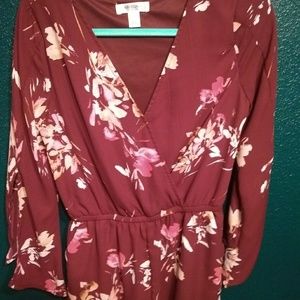 Floral long sleeve Romper shorts